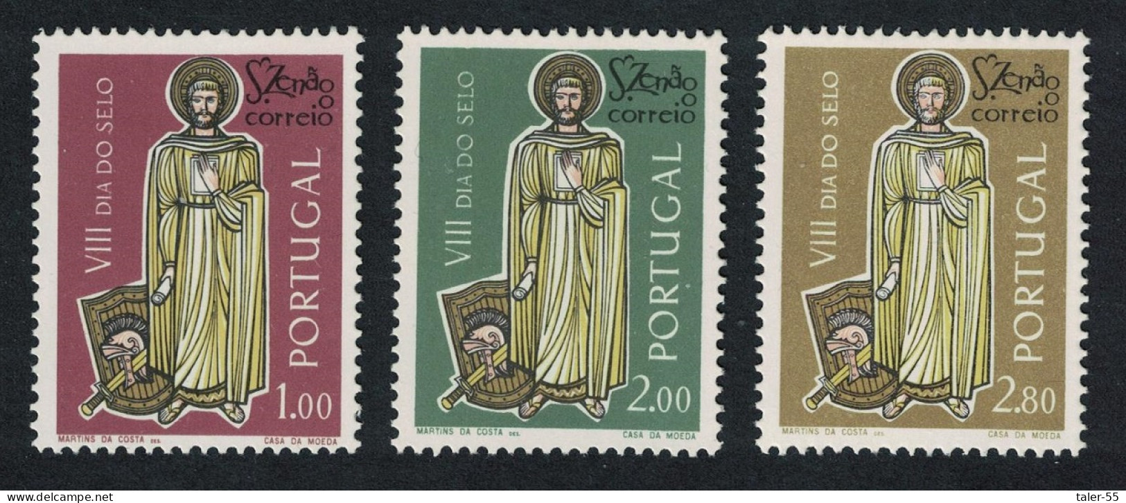 Portugal Stamp Day Saint Zenon The Courier 3v 1962 MNH SG#1216-1218 - Ungebraucht