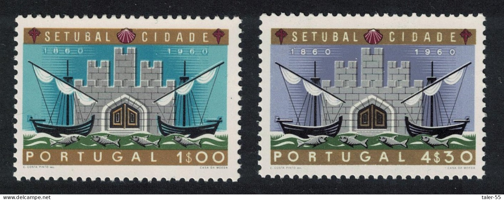 Portugal Ship Castle Arms Centenary Of Setubal City 2v 1961 MNH SG#1191-1192 - Unused Stamps