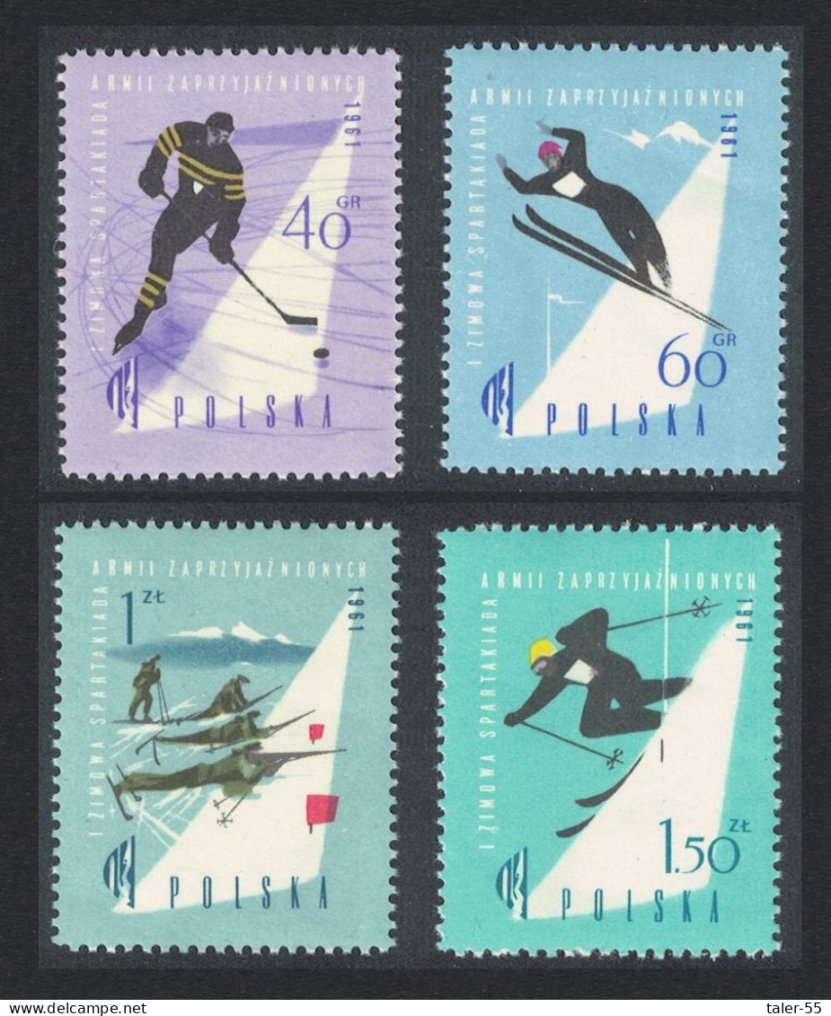 Poland 1st Winter Military Spartakiad 4v 1961 MNH SG#1216-1219 Sc#969-972 - Ongebruikt