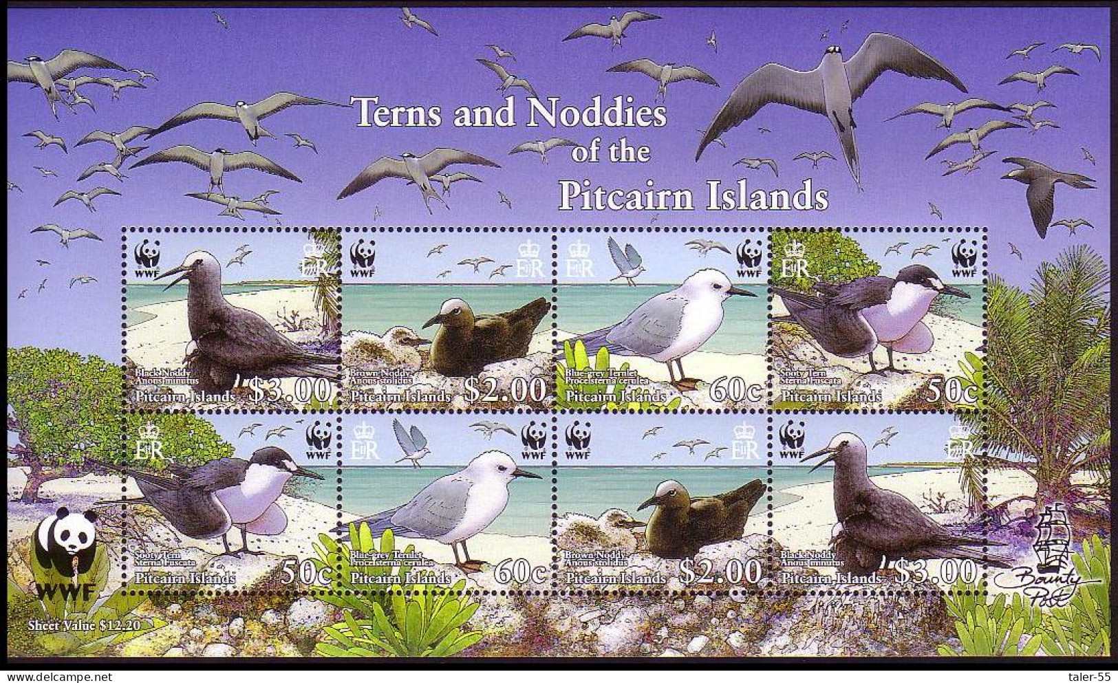 Pitcairn WWF Seabirds MS 2007 MNH SG#MS728 MI#717-720 Sc#647a-d - Islas De Pitcairn