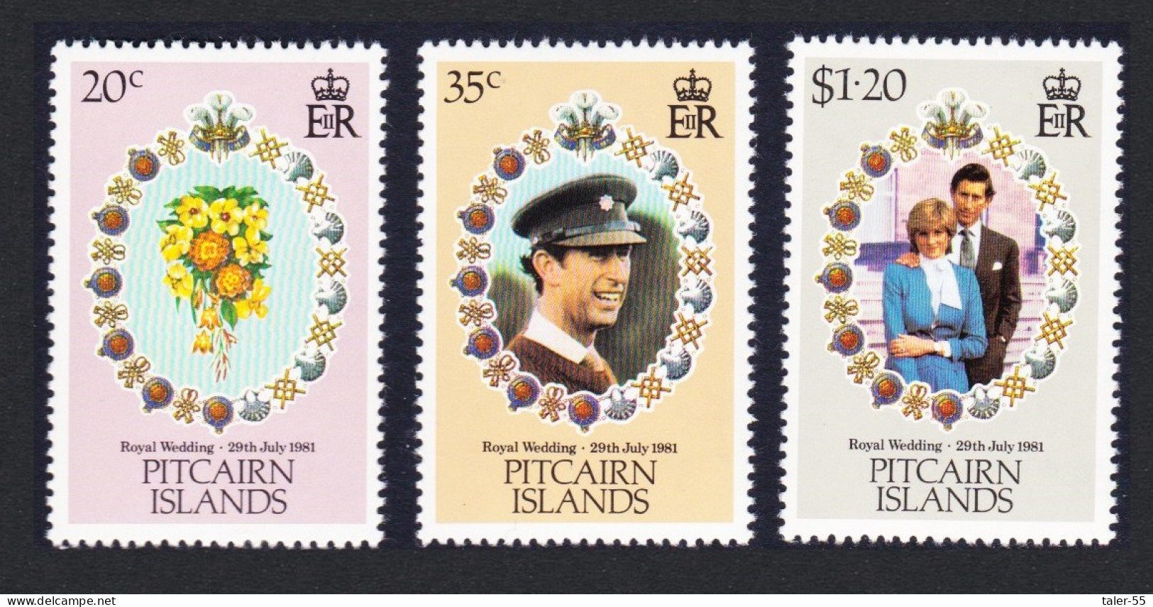 Pitcairn Charles And Diana Royal Wedding 3v 1981 MNH SG#219-221 MI#209-211 Sc#206-208 - Islas De Pitcairn