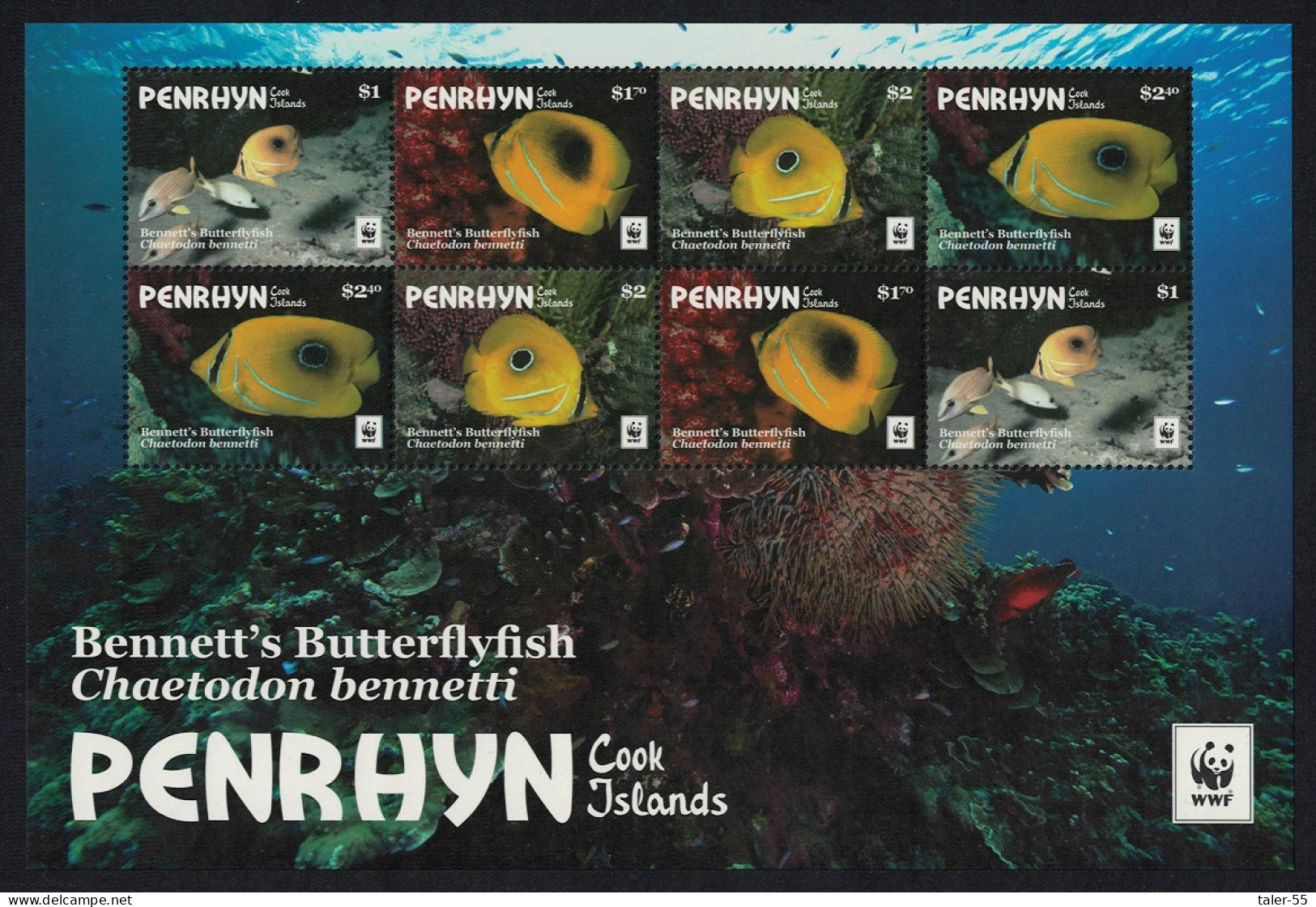 Penrhyn WWF Bennett's Butterflyfish MS 2017 MNH SG#MS689 MI#829-832KB - Penrhyn