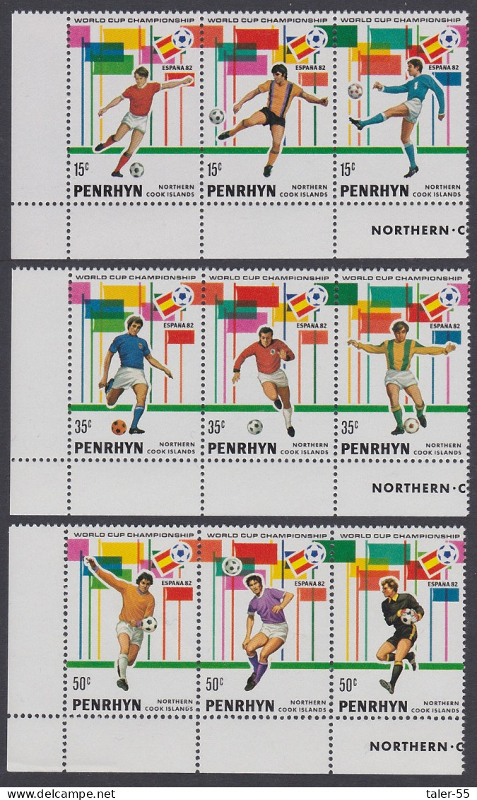 Penrhyn World Football Championship Spain 3 Corner Strips 1981 MNH SG#235-243 Sc#181-183 - Penrhyn