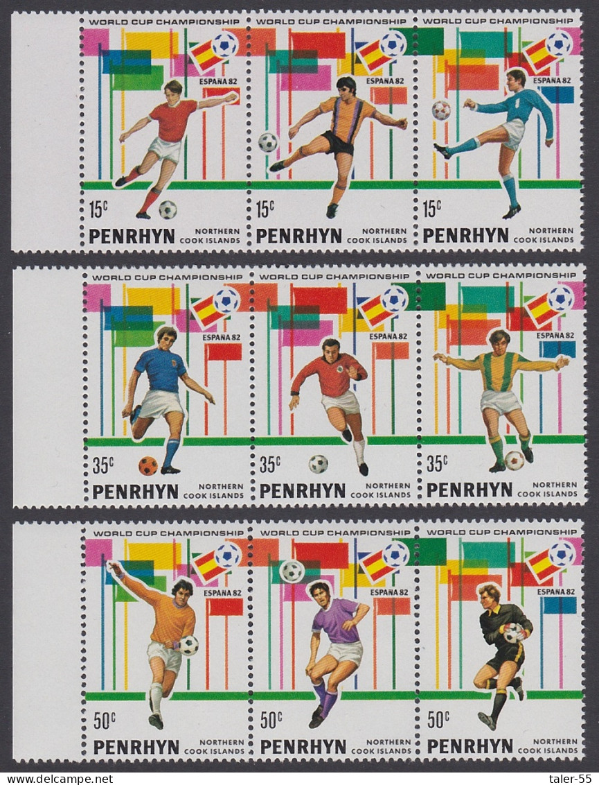 Penrhyn World Football Championship Spain 3 Strips 1981 MNH SG#235-243 Sc#181-183 - Penrhyn