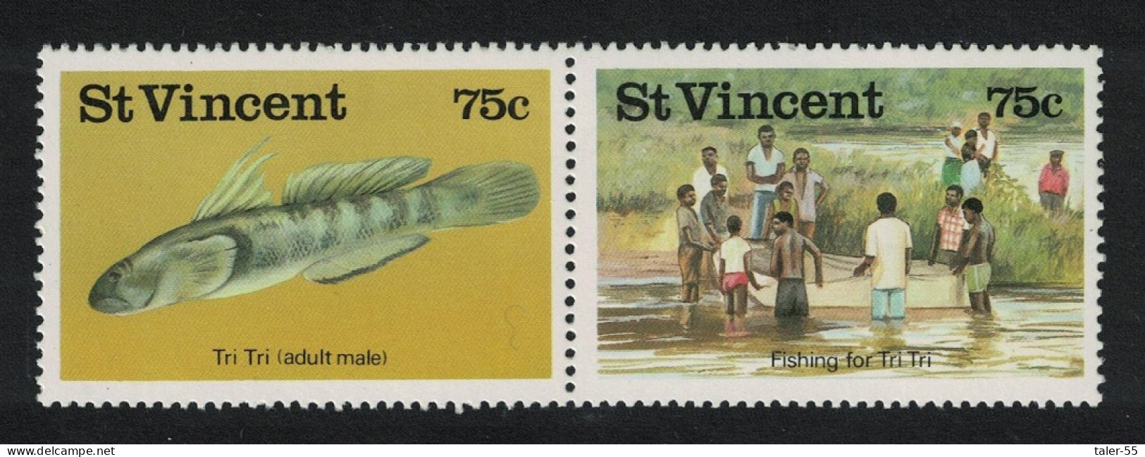 St. Vincent Freshwater Fishing Pair 1986 MNH SG#1045-1046 - St.Vincent (1979-...)