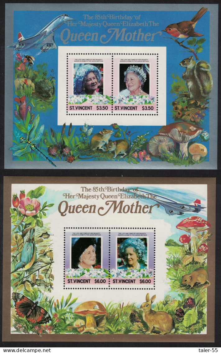 St. Vincent Queen Elizabeth The Queen 2 MSs Restricted Printing 1985 MNH SG#MS918var MI#Block 20-21 - St.Vincent (1979-...)