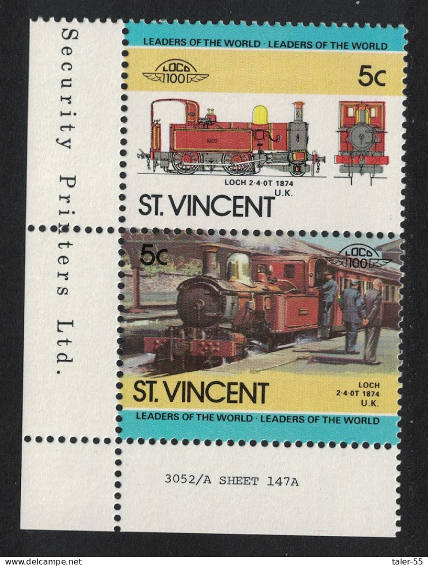 St. Vincent Locomotive Loch 2-4-0T 1984 MNH SG#893-894 - St.Vincent (1979-...)