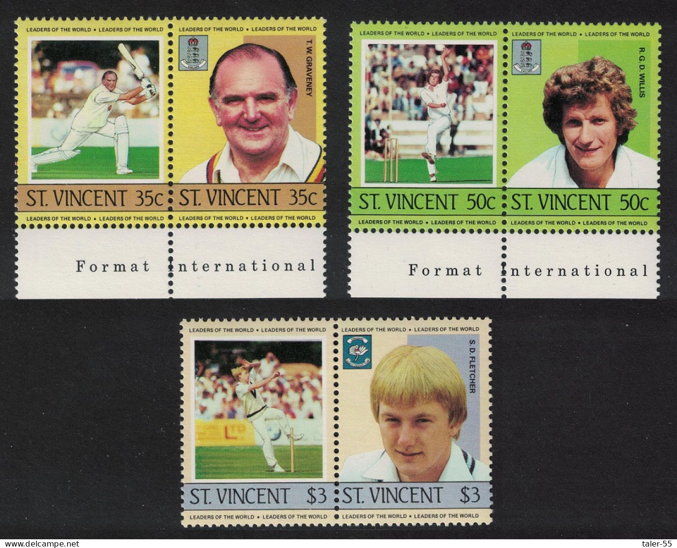 St. Vincent Cricket Players 6v 1983 MNH SG#842=849 - St.Vincent (1979-...)