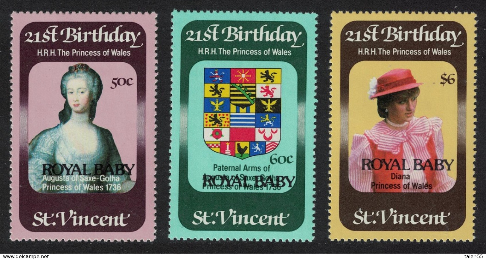 St. Vincent Birth Of Prince William Of Wales 3v 1982 MNH SG#699-701 - St.Vincent (1979-...)