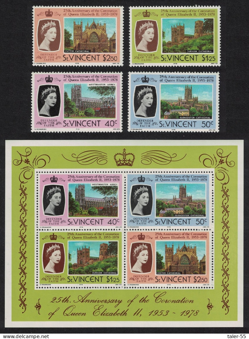 St. Vincent 25th Anniversary Of Coronation 4v+MS 1978 MNH SG#556-MS560 - St.Vincent (...-1979)