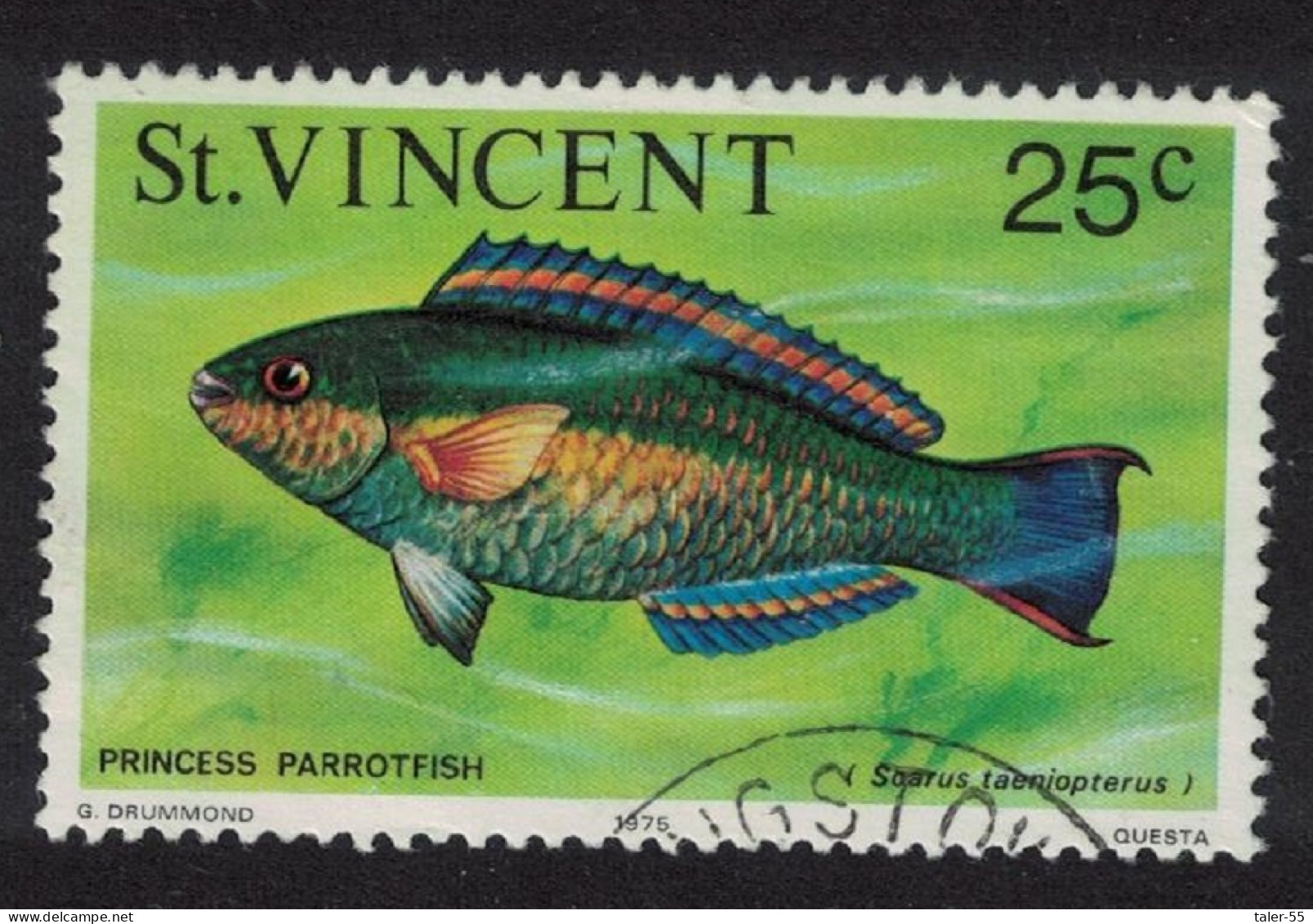 St. Vincent Princess Parrotfish Fish Imprint '1975' Canc SG#434 - St.Vincent (...-1979)