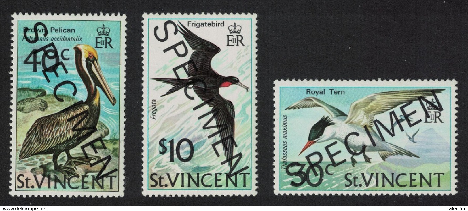 St. Vincent Pelican Tern Frigate Bird 3v SPECIMEN 1974 MNH SG#396-398 MI#362-364 Sc#379-381 - St.Vincent (...-1979)