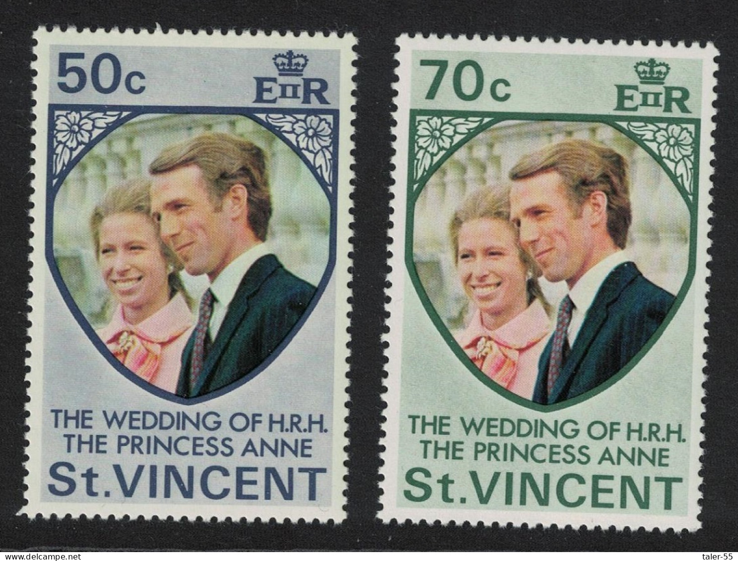 St. Vincent Royal Wedding Princess Anne 2v 1973 MNH SG#374-375 - St.Vincent (...-1979)