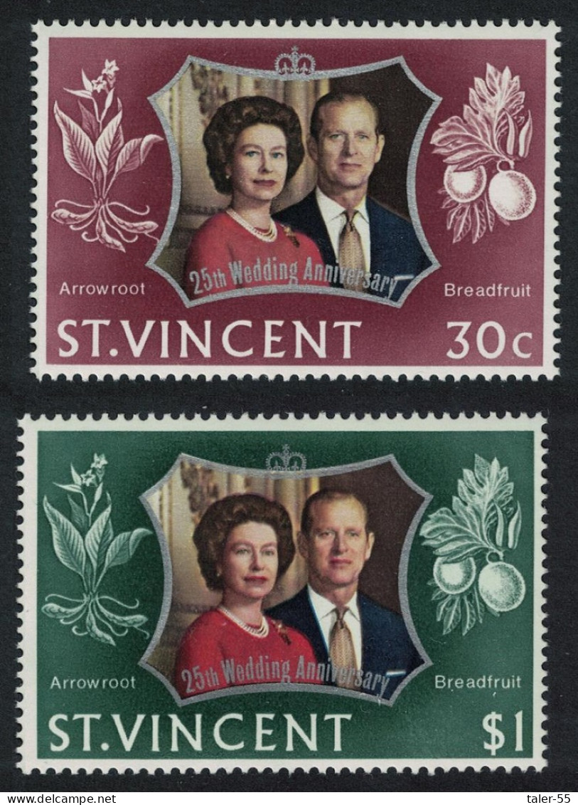 St. Vincent Royal Silver Wedding 2v 1972 MNH SG#352-353 - St.Vincent (...-1979)