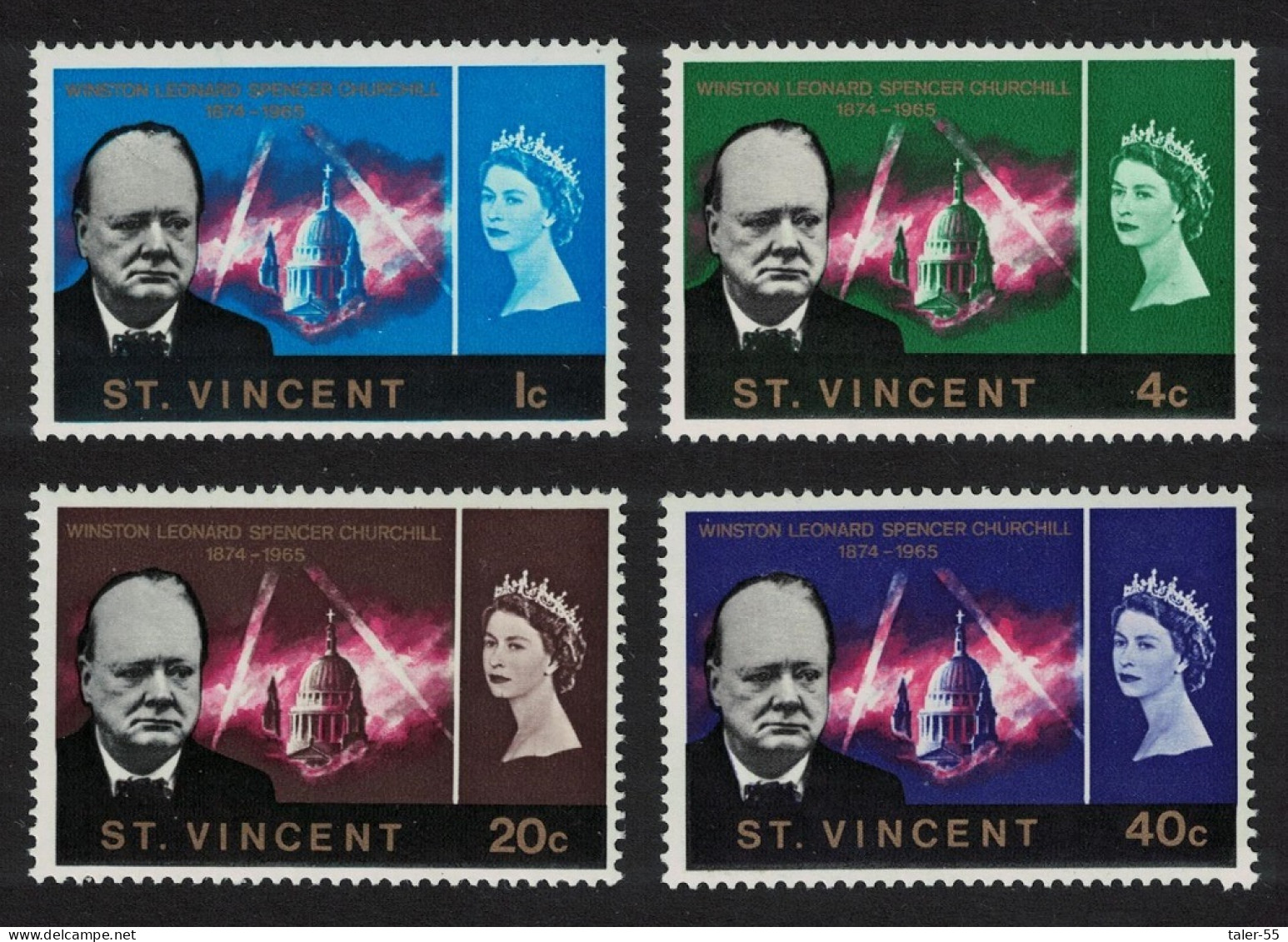 St. Vincent Churchill Commemoration 4v 1966 MNH SG#246-249 - St.Vincent (...-1979)