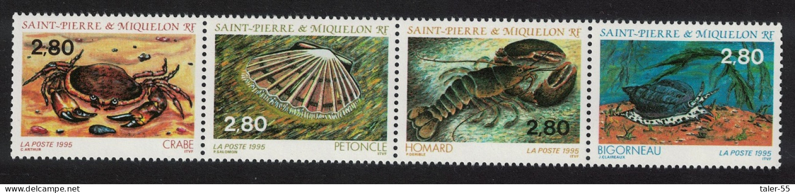 St. Pierre And Miquelon Crustaceans And Molluscs 4v Strip 1995 MNH SG#731-734 - Neufs