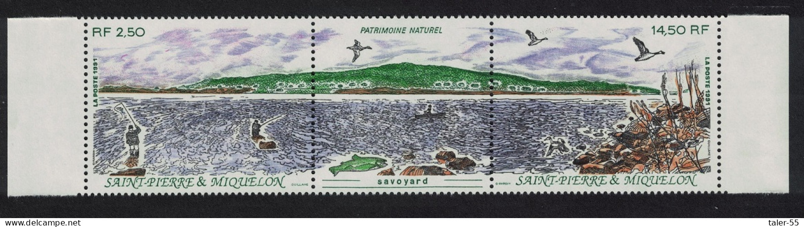 St. Pierre And Miquelon Birds Fish Natural Heritage 2v Strip 1991 MNH SG#671-672 - Unused Stamps