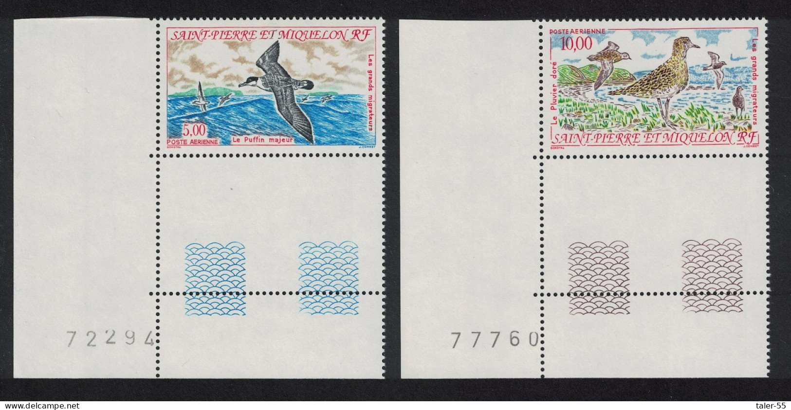 St. Pierre And Miquelon Shearwater Plover Migratory Birds 2v Corners 1993 MNH SG#696-697 - Nuevos