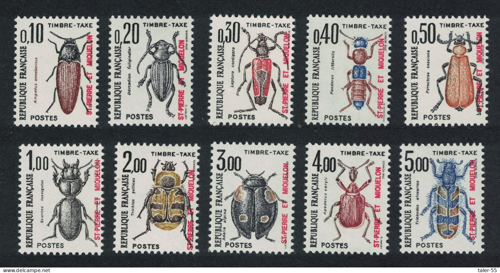 St. Pierre And Miquelon Beetles Insects Postage Due 10v 1986 MNH SG#D569-D578 - Ungebraucht