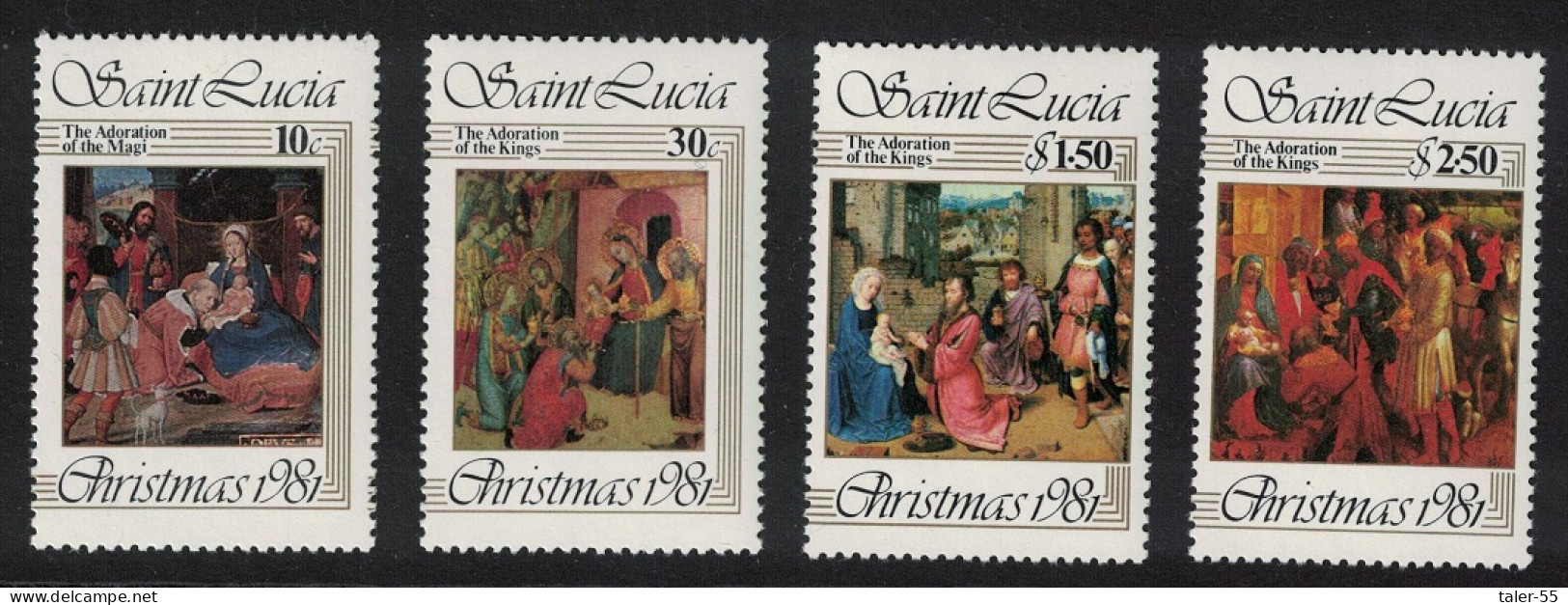 St. Lucia Christmas Paintings 4v 1981 MNH SG#602-605 - St.Lucie (1979-...)