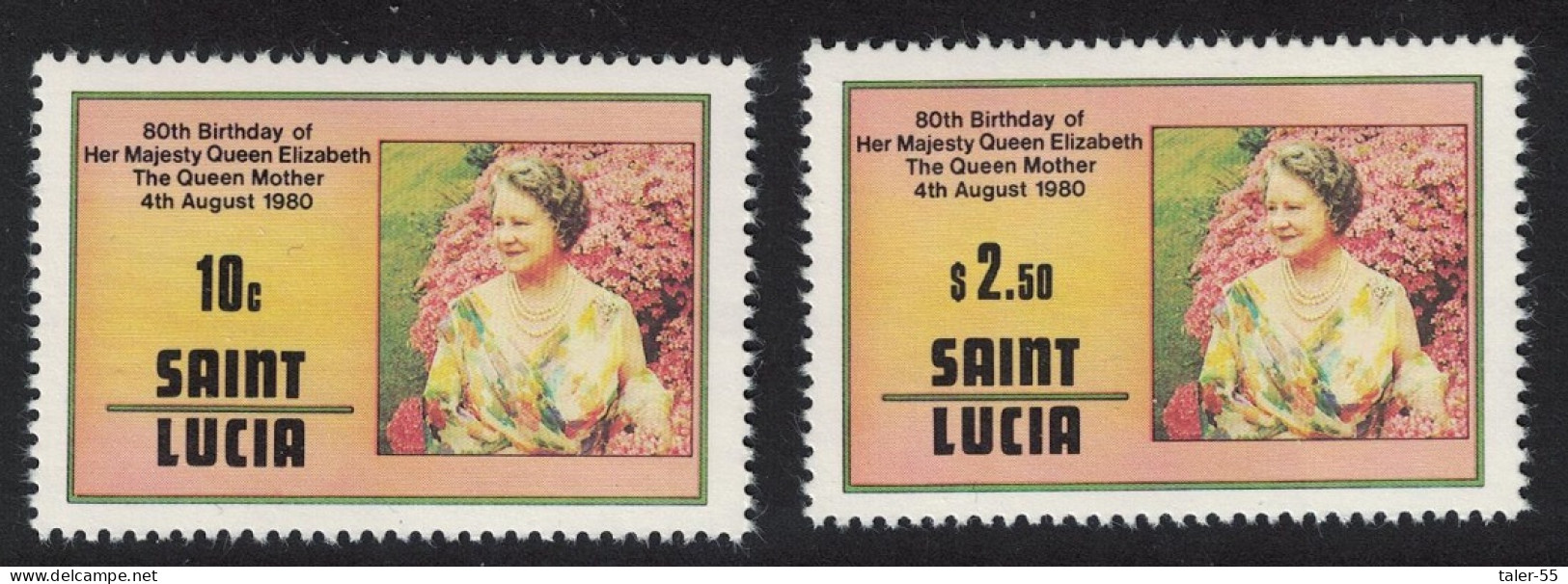 St. Lucia 80th Birthday Of The Queen Mother 2v 1980 MNH SG#534-535 - St.Lucie (1979-...)