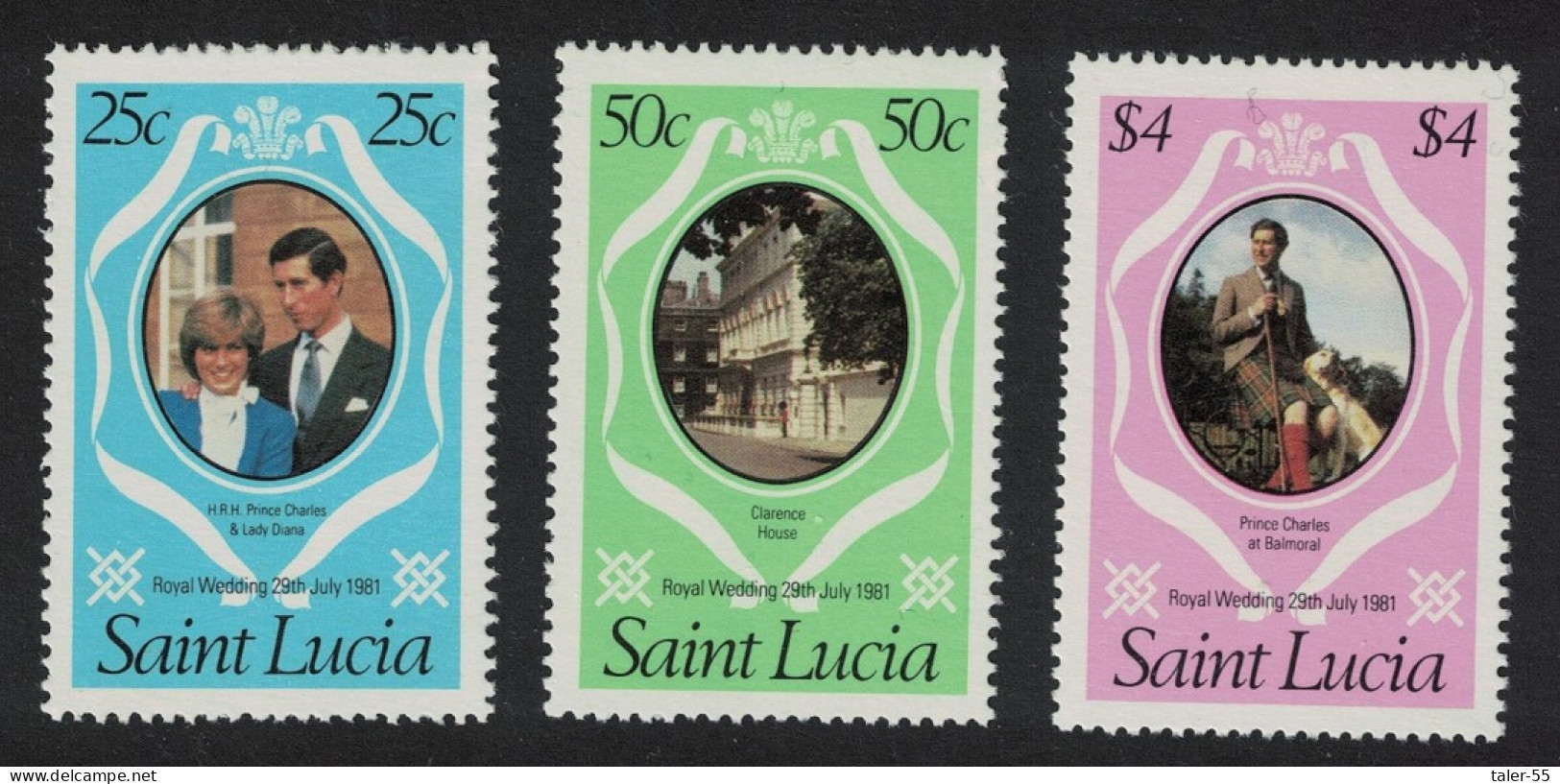 St. Lucia Charles And Diana Royal Wedding 3v Perf 14 1981 MNH SG#576-578 - St.Lucie (1979-...)