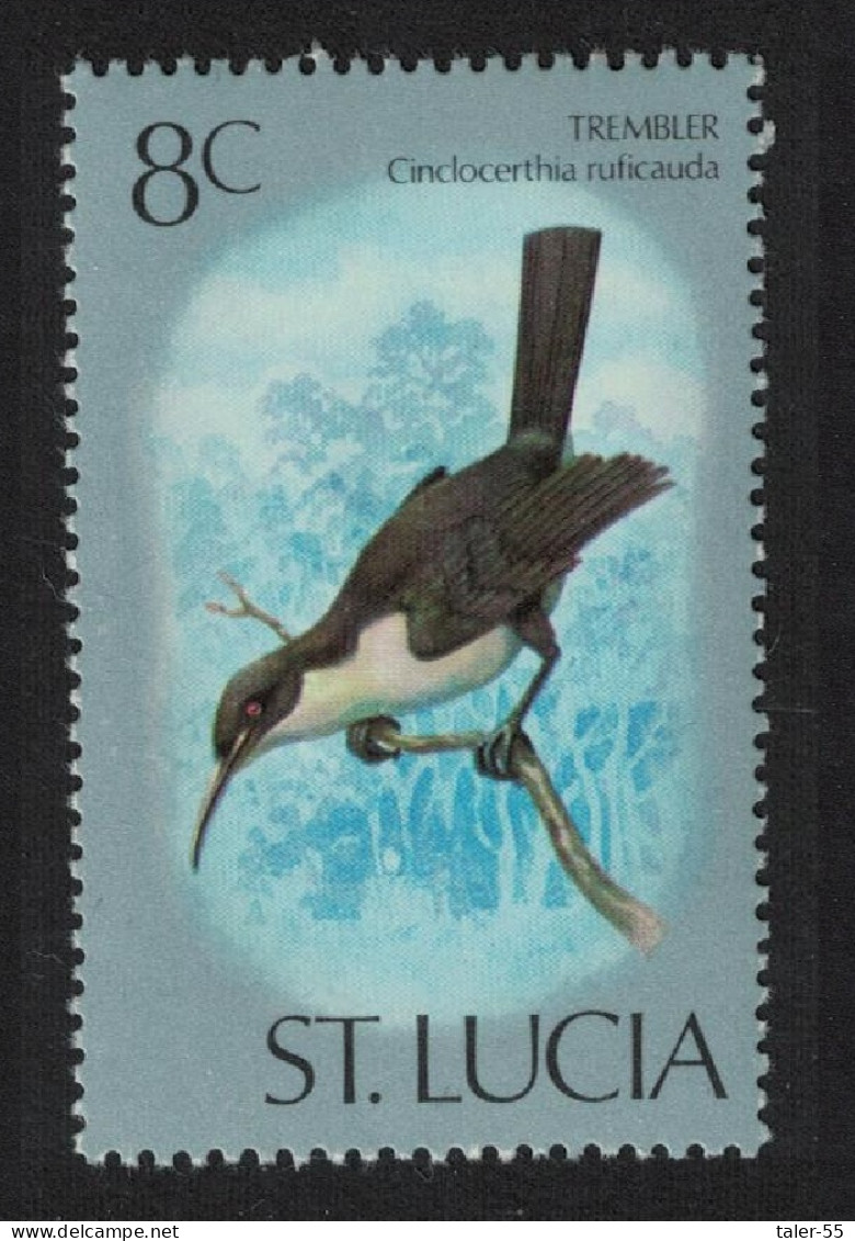 St. Lucia Grey Trembler Bird 8c 1976 MNH SG#420 - Ste Lucie (...-1978)