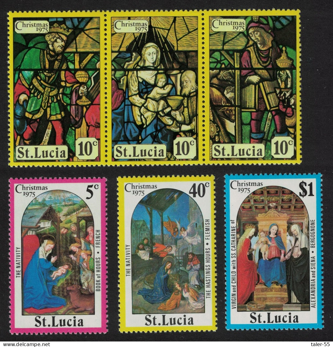 St. Lucia Paintings Christmas 6v 1975 MNH SG#399-404 - Ste Lucie (...-1978)