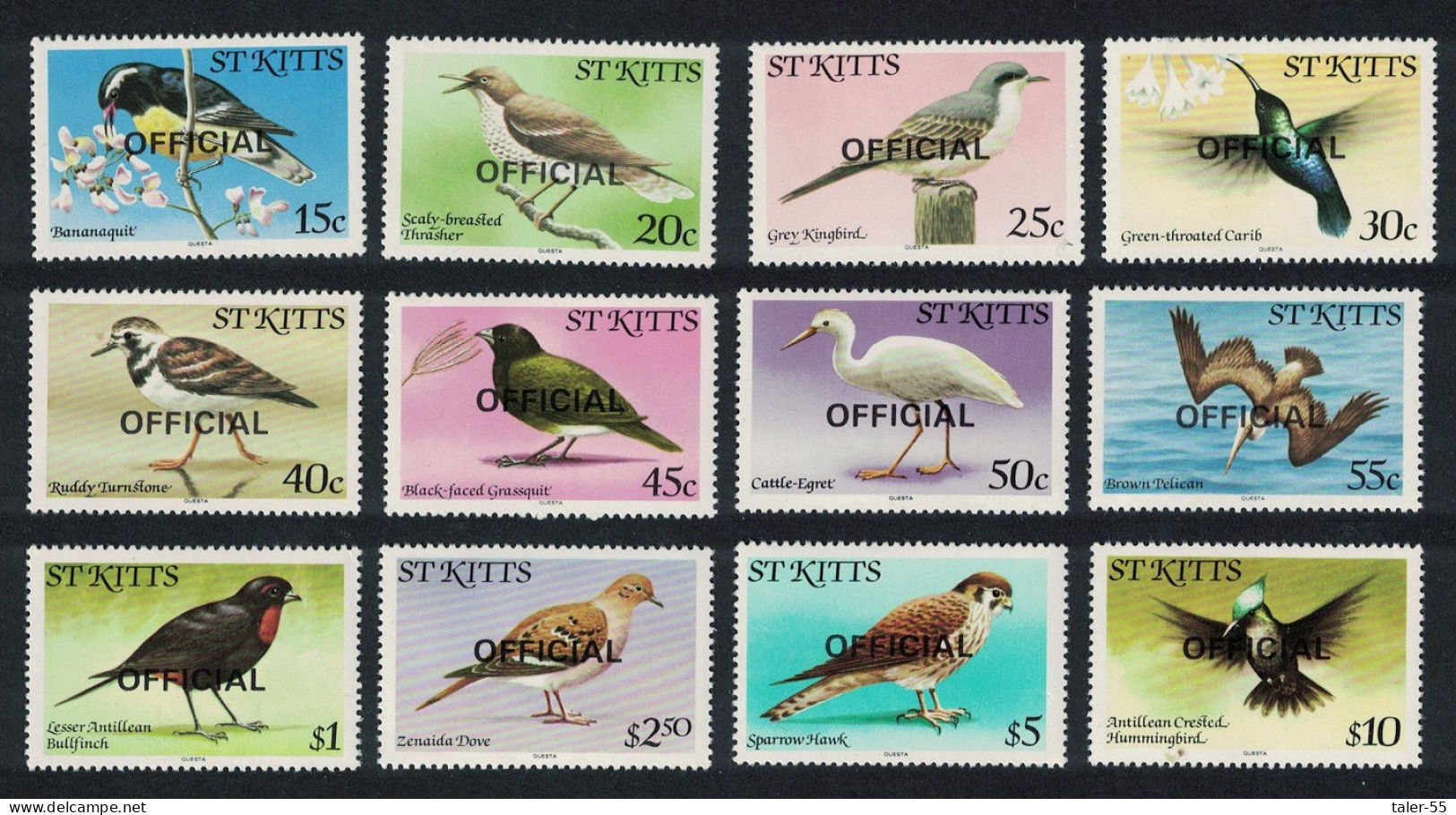 St. Kitts Birds Optd OFFICIAL 12v 1981 MNH SG#O11-O22 Sc#O11-O22 - St.Kitts And Nevis ( 1983-...)