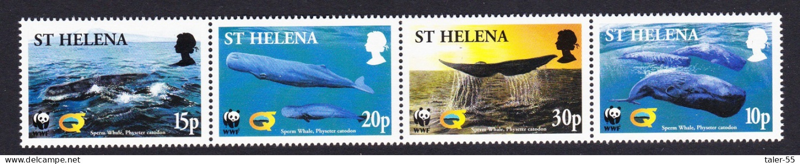 St. Helena WWF Sperm Whale Strip Of 4v 2002 MNH SG#872-875 MI#852-855 Sc#813-816 - Sainte-Hélène
