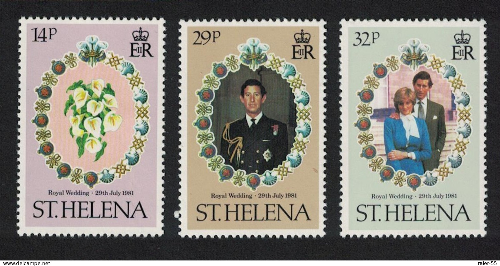 St. Helena Charles And Diana Royal Wedding 3v 1981 MNH SG#378-380 Sc#353-355 - Saint Helena Island