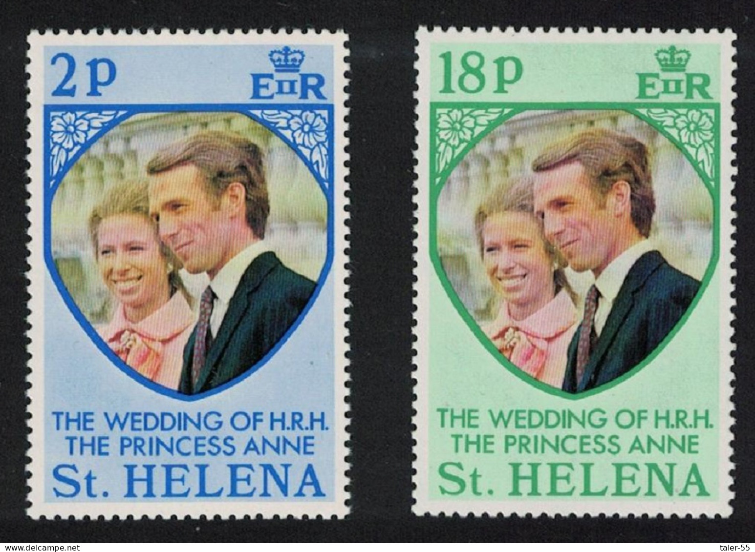 St. Helena Royal Wedding Princess Anne 2v 1973 MNH SG#295-296 Sc#277-278 - Isla Sta Helena