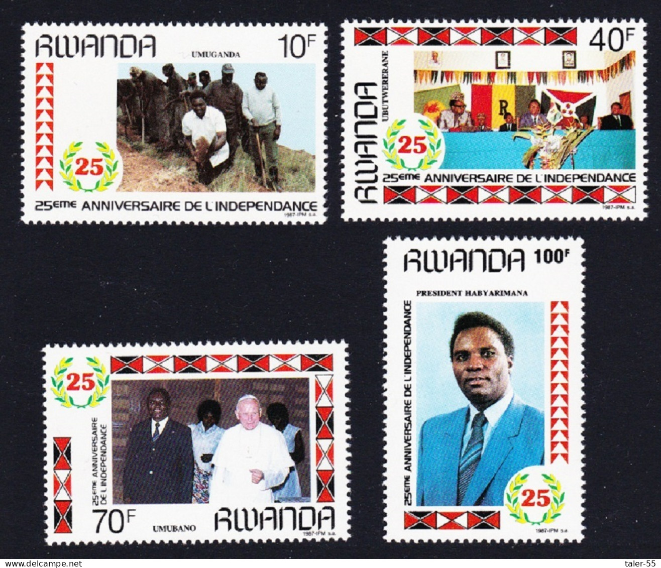 Rwanda 25th Anniversary Of Independence 4v 1987 MNH SG#1293-1296 Sc#1283-1286 - Unused Stamps
