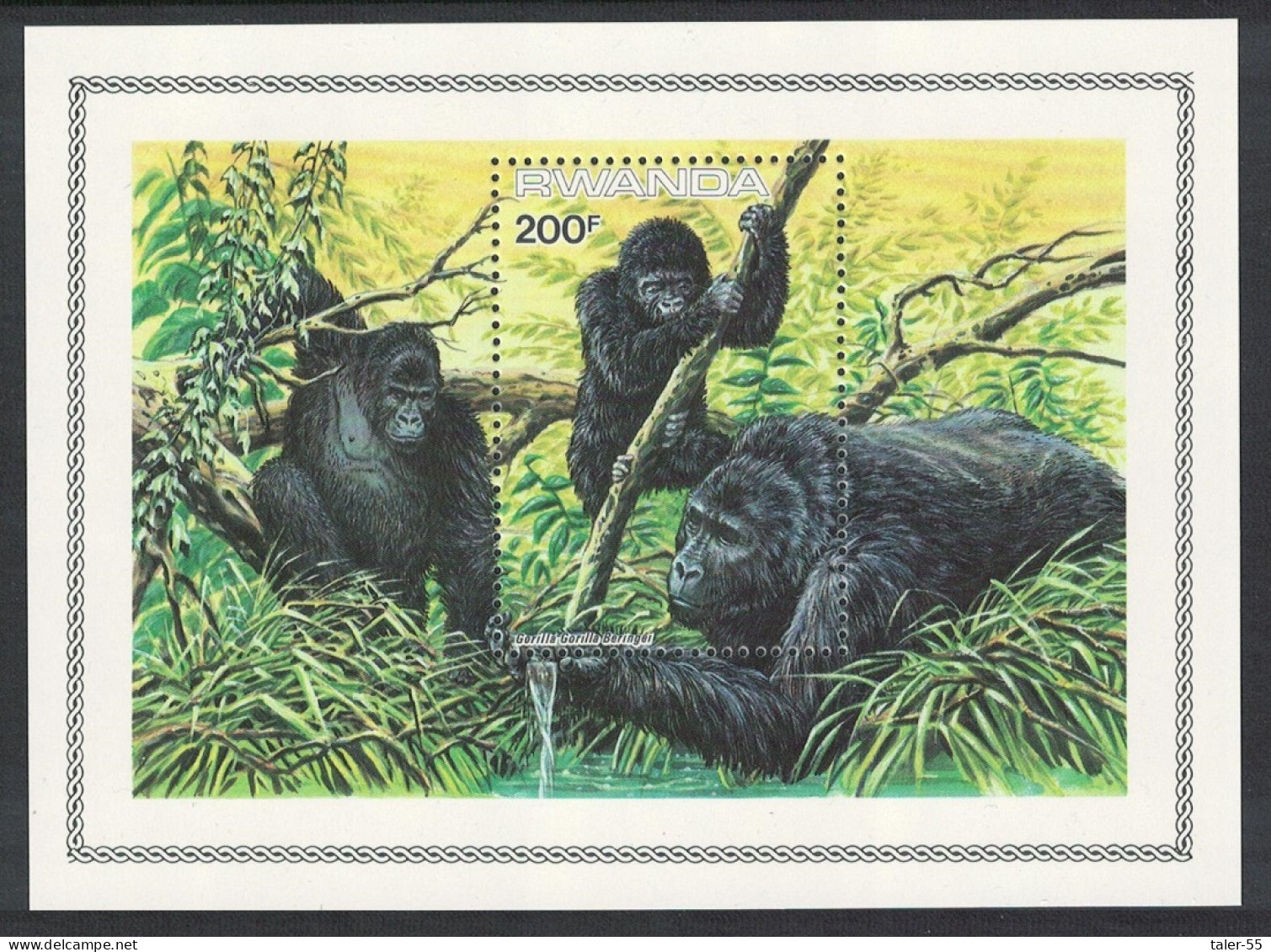 Rwanda WWF Mountain Gorilla MS 1985 MNH SG#MS1223 MI#Block 103A Sc#1212 - Nuovi