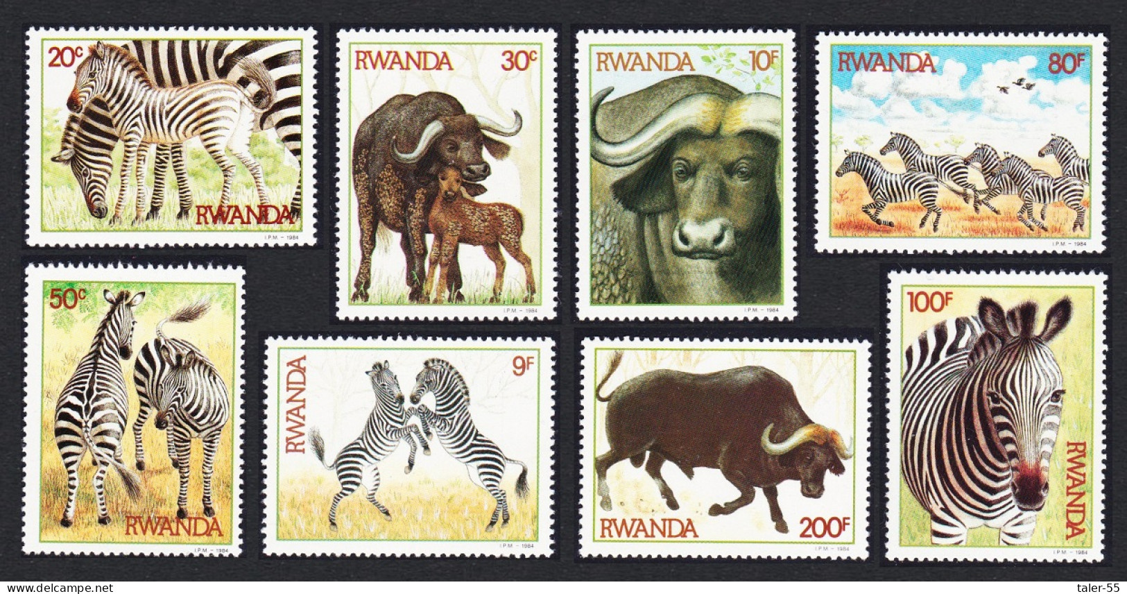 Rwanda Zebras And Buffaloes 8v 1984 MNH SG#1210-1217 Sc#1199-1206 - Unused Stamps