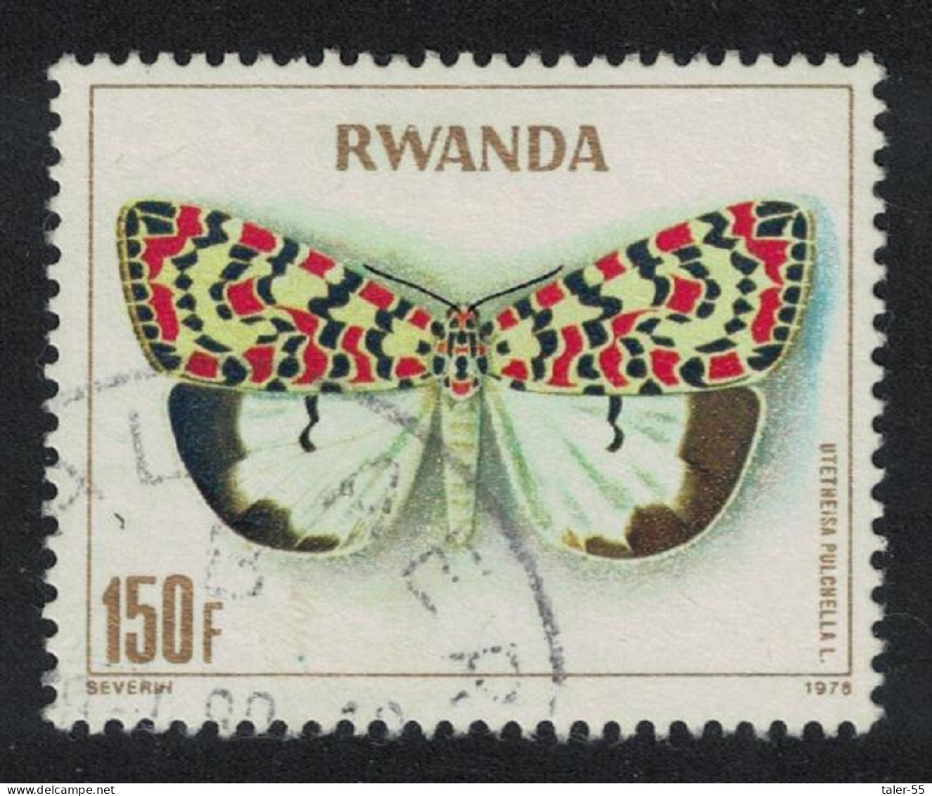 Rwanda Butterfly 'Utetheisa Pulchella' 150f KEY VALUE 1979 Canc SG#918 - Used Stamps