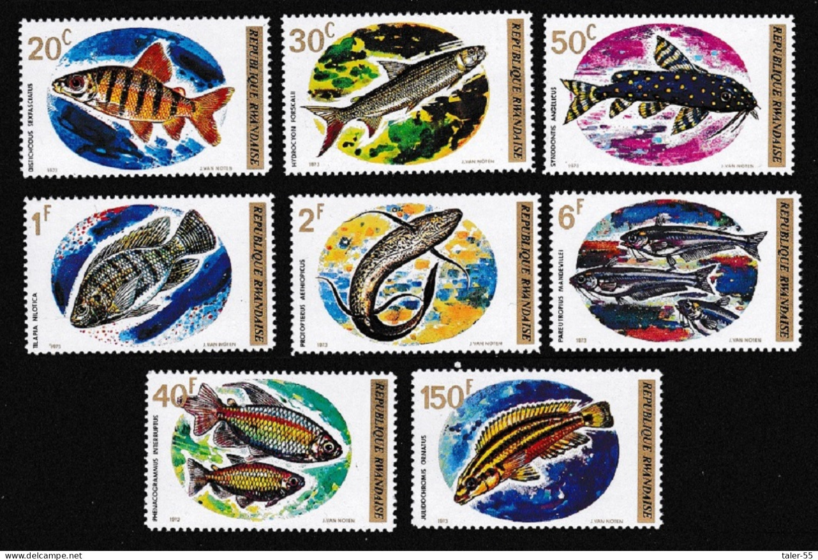 Rwanda Fish 8v 1973 MNH SG#553-560 MI#577-584A Sc#541-549 - Ungebraucht