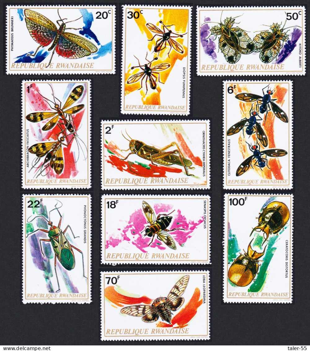 Rwanda Insects 10v 1973 MNH SG#507-516 Sc#495-504 - Ongebruikt