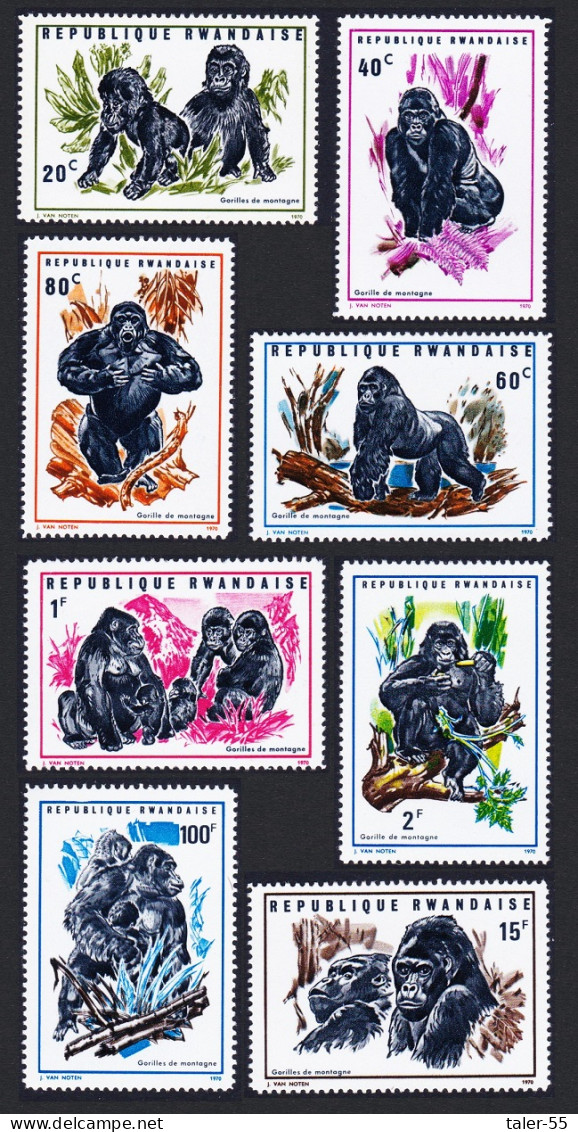 Rwanda Gorillas Of The Mountains 8v 1970 MNH SG#369-376 Sc#359-366 - Nuovi