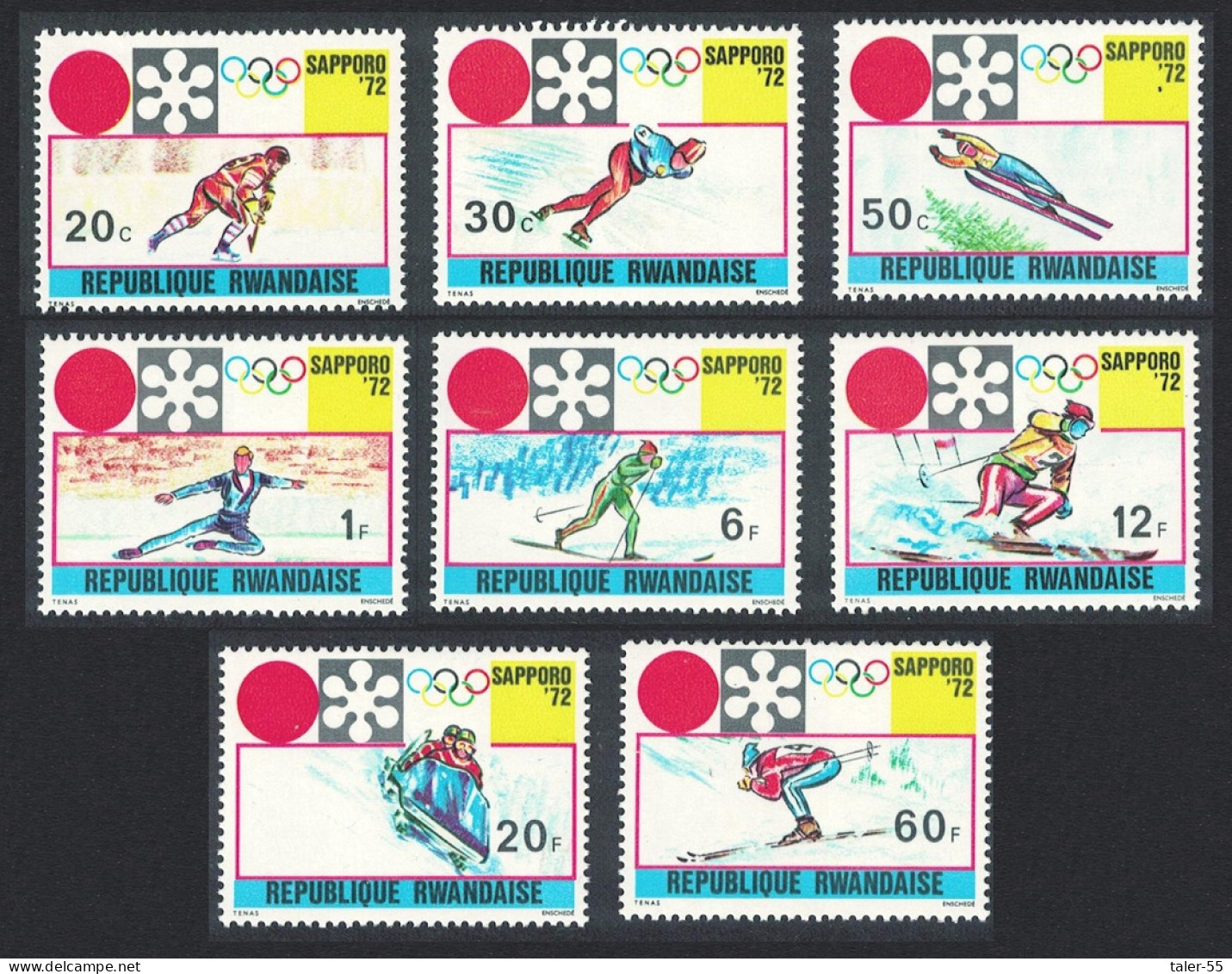 Rwanda Winter Olympic Games Sapporo 8v 1972 MNH SG#448-455 - Unused Stamps