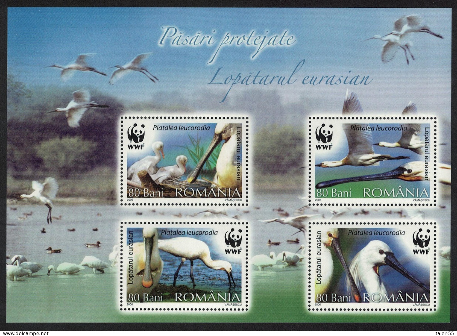 Romania WWF Eurasian Spoonbill Bird MS 2006 MNH SG#MS6735 MI#Block 391 - Ongebruikt