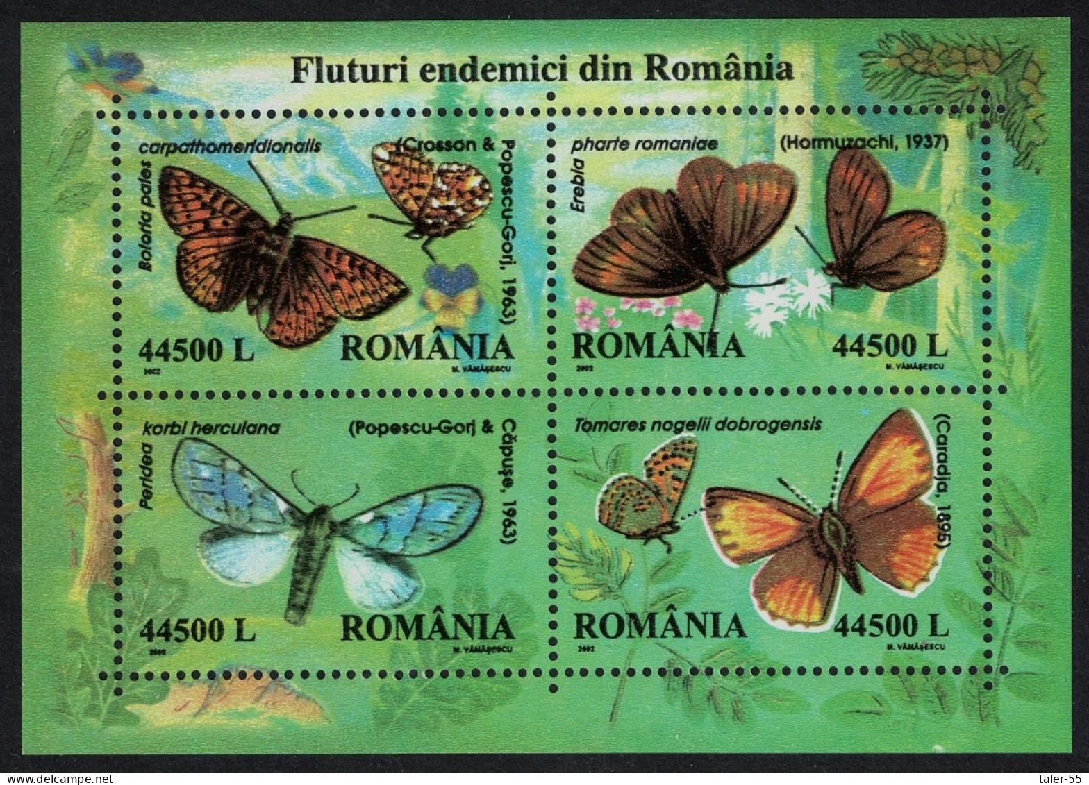 Romania Butterflies MS 2002 MNH SG#MS6310 - Unused Stamps