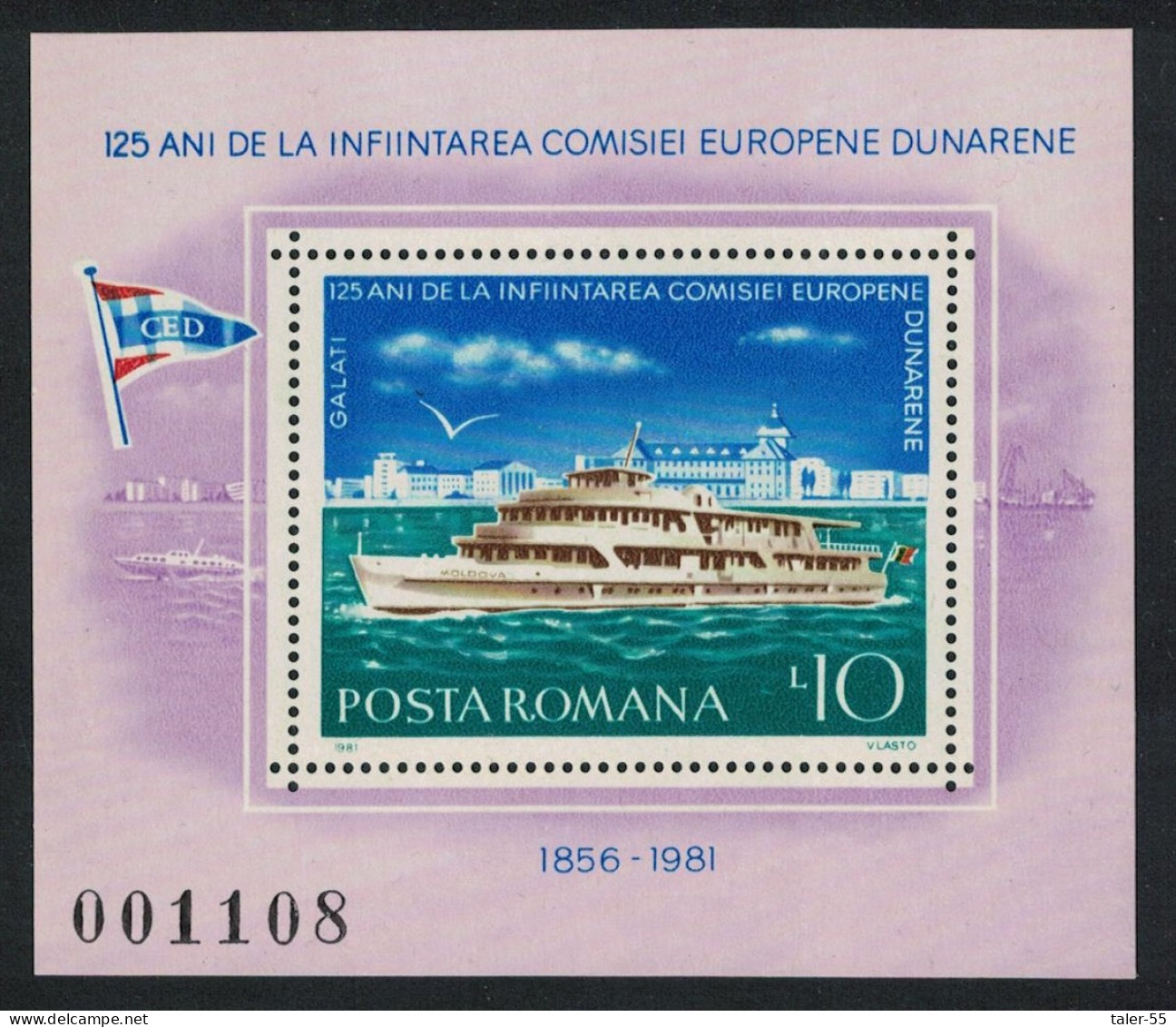 Romania Ships 125th Anniversary Of European Danube Commission MS 1981 MNH SG#MS4626 - Unused Stamps