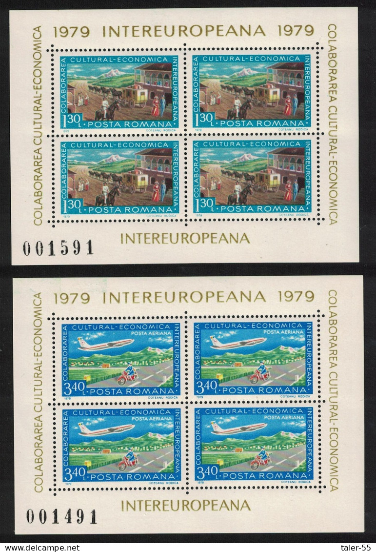 Romania Boeing 707 Postman 2v Sheetlets 1979 MNH SG#4450-4451 - Neufs