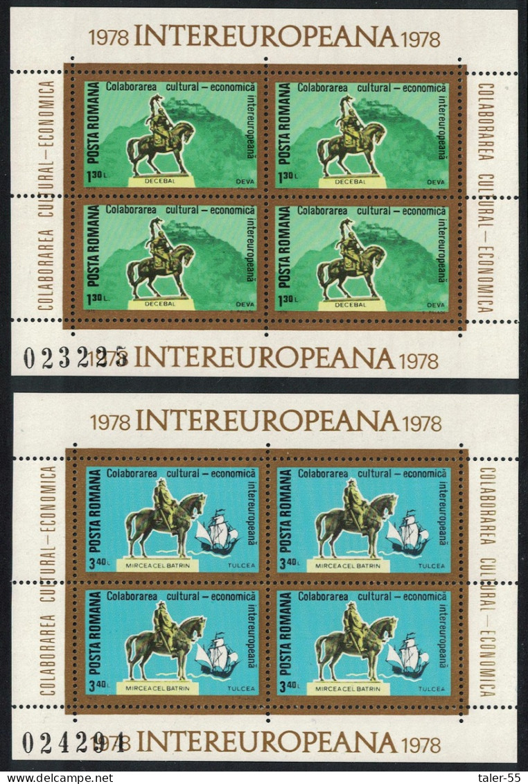 Romania King Decebalus Of Dacia Sculptures 2v Sheetlet 1978 MNH SG#4377-4378 - Unused Stamps
