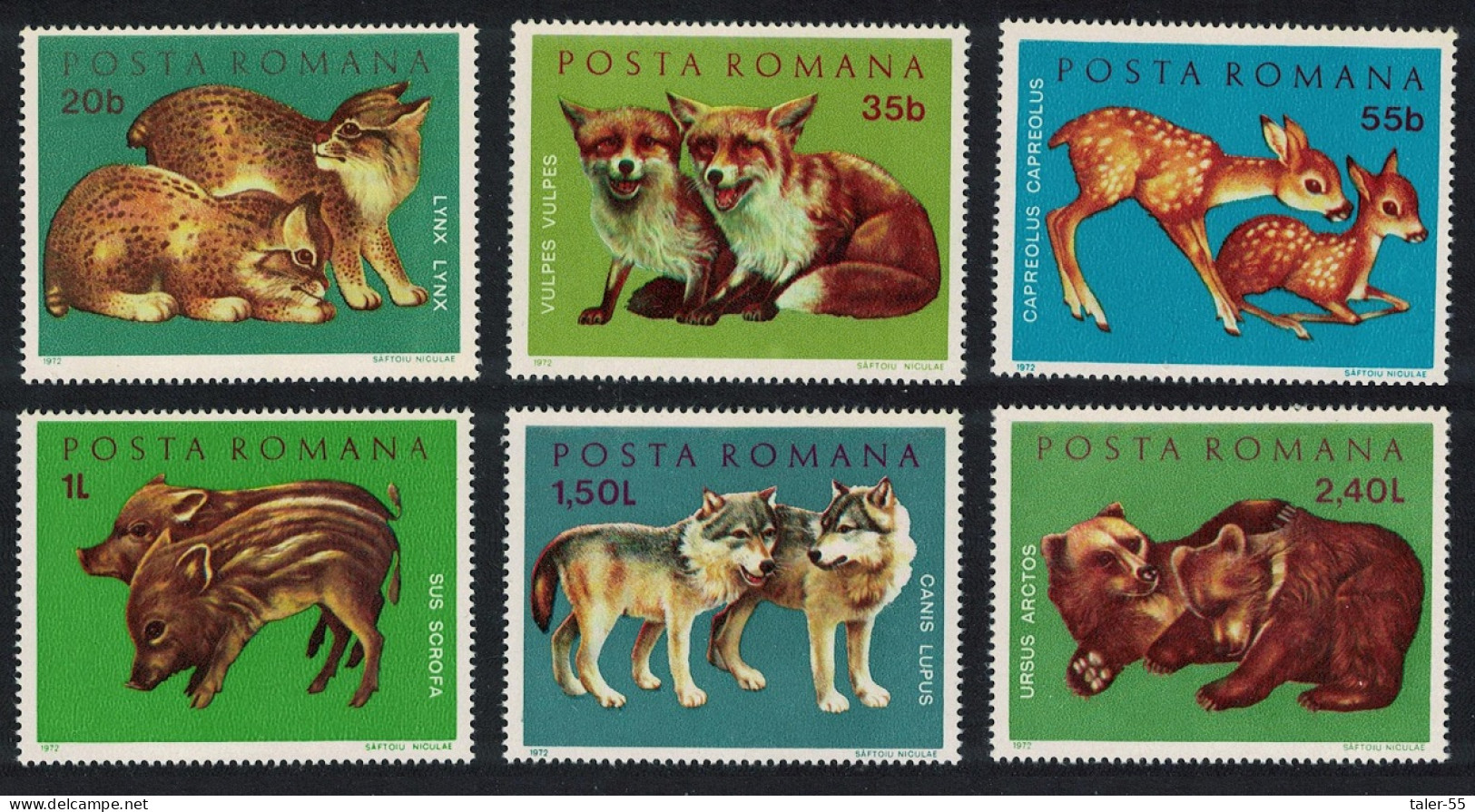 Romania Piglets Fawns Kittens Fox Wolf Bear Cubs 6v 1972 MNH SG#3885-3890 MI#3005-3010 - Unused Stamps