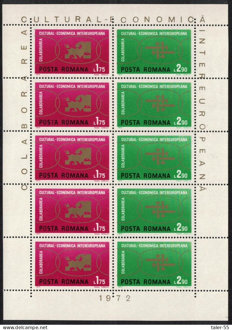Romania Inter-European Cultural And Economic Co-operation 2v Sheetlet 1972 MNH SG#3899-3900 MI#3020-3021KB - Unused Stamps