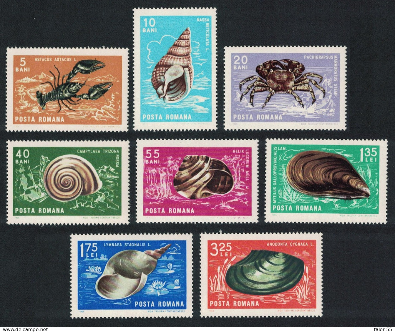 Romania Crustaceans And Molluscs 8v 1966 MNH SG#3412-3419 MI#2544-2551 - Ungebraucht