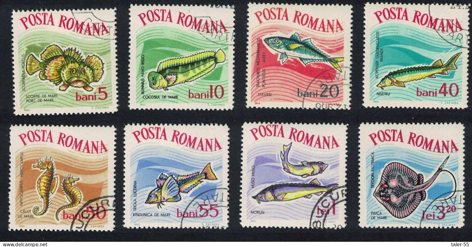 Romania Constantza Aquarium Fish 8v 1964 Canc SG#3146-3153 MI#3280-3287 - Gebraucht