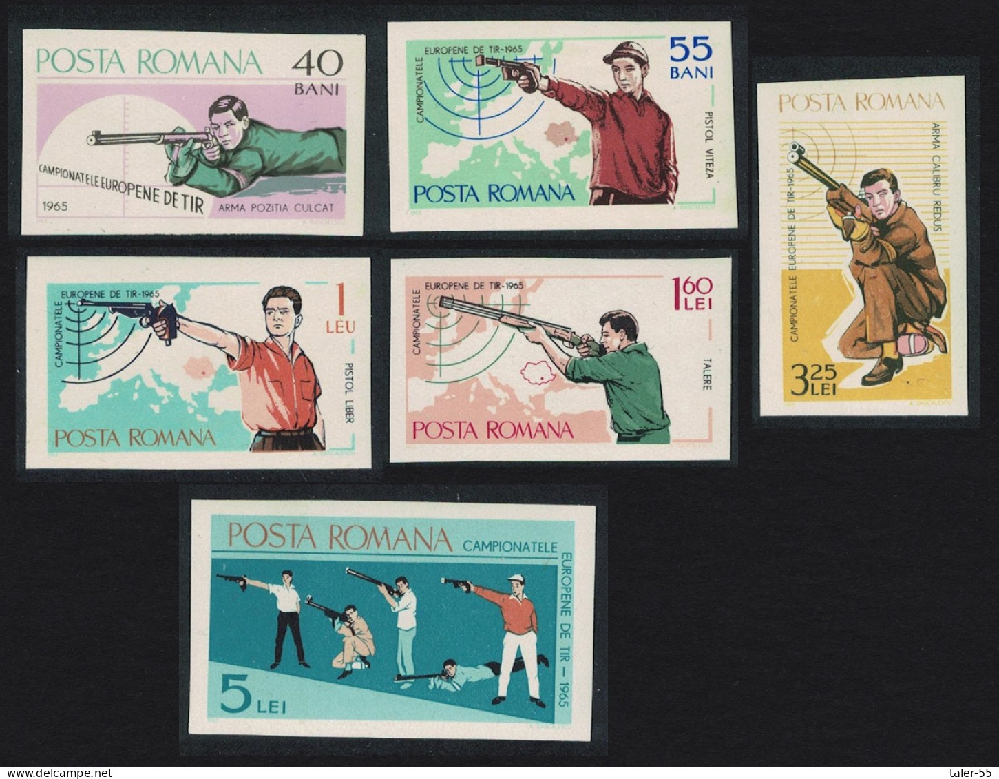 Romania European Shooting Championship 6v Imperf 1965 MNH SG#3280-3285 MI#2413-2418 - Unused Stamps